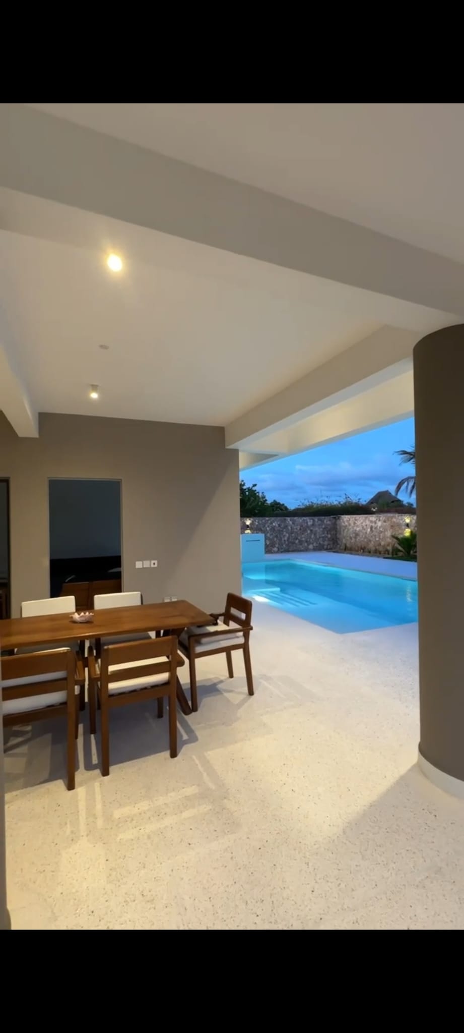 Outdoor dining under the veranda