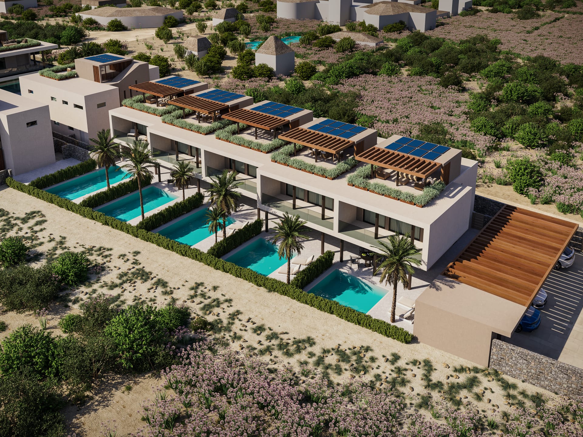 Terraced pools detail aerial